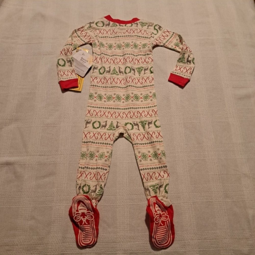 Burt's Bees Baby 12 months holiday 1 piece footie pajama, snowfkakes, NWT - Picture 6 of 7